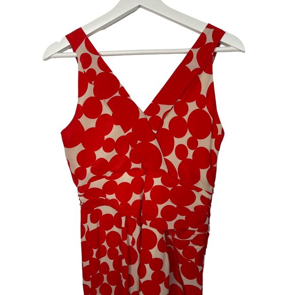 Yoana Baraschi Red Abstract Silk Sheath Dress Sleeveless Ruched Small - Picture 10 of 13